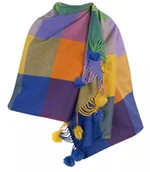 Apaszki i szaliki damskie - Szal szalik ciepła chusta w kratkę z pomponami - miniaturka - grafika 1