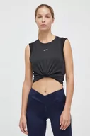 Koszulki sportowe damskie - Reebok top do biegania kolor czarny - miniaturka - grafika 1