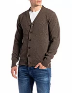 Kurtki męskie - Replay Męska kurtka z dzianiny, 416 Dark Brown, L - miniaturka - grafika 1