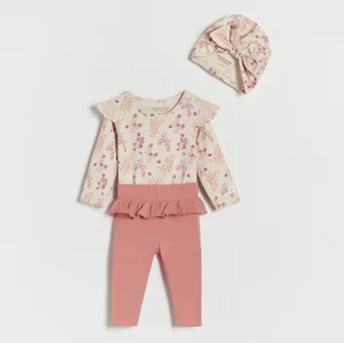 Komplety dla niemowląt - Reserved - Body z legginsami i czapką - Kremowy - grafika 1