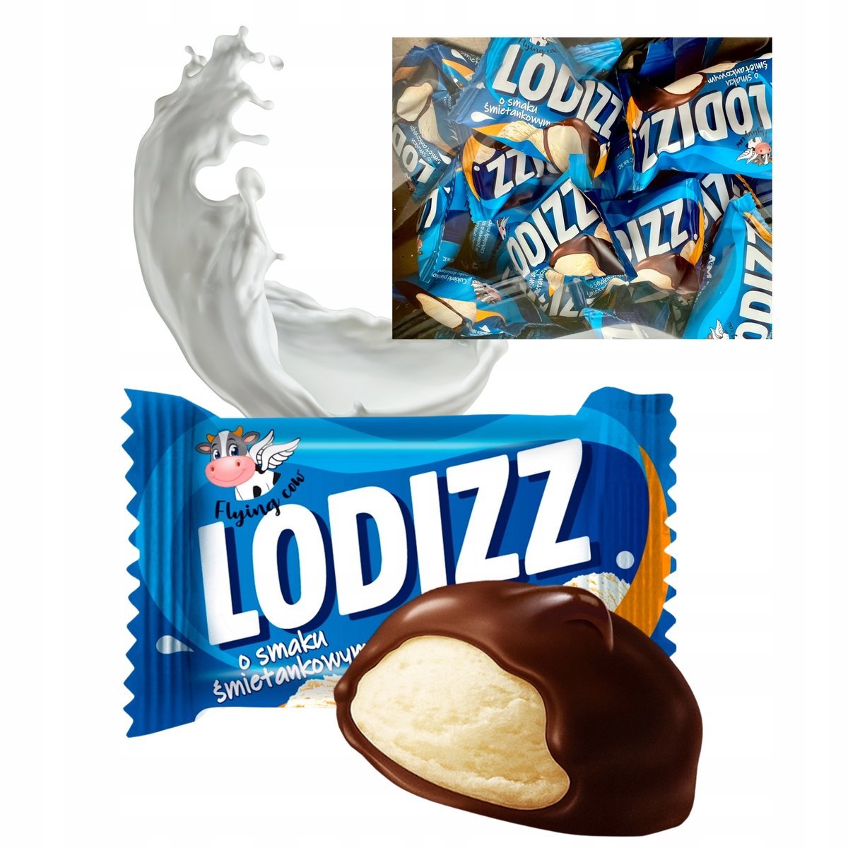 LODIZZ Cukierki o Smaku Śmietankowym Flying Cow Duże Opakowanie 1000 g
