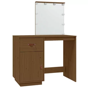 Lumarko Toaletka z LED, miodowy brąz, 95x50x133,5 cm, drewno sosnowe - Toaletki - miniaturka - grafika 3