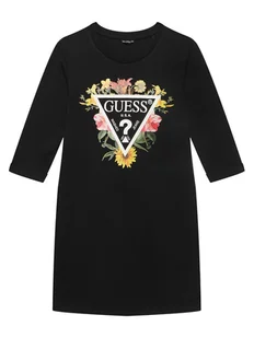 Guess Sukienka codzienna J3YK13 KA6W4 Czarne rodowanie Regular Fit - Sukienki i spódniczki dla dziewczynek - miniaturka - grafika 1