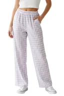 Spodnie damskie - Spodnie damskie Vero Moda Nete w kratkę fioletowe-M - miniaturka - grafika 1