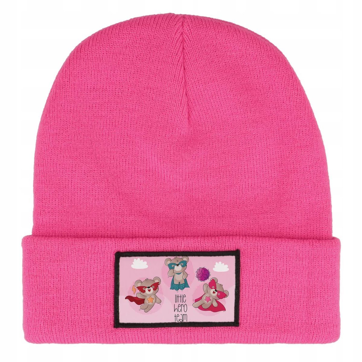 Czapka Zimowa Dziecięca LITTLE HERO TEAM Kreskówki Prezent Wzory Różowa