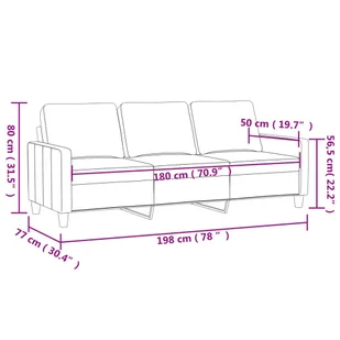Sofa 3-osobowa, ciemnoszara, 180 cm, obita aksamitem - Sofy i kanapy - miniaturka - grafika 9