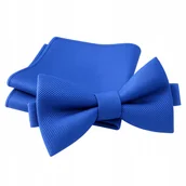 Krawaty i muchy męskie - Zestaw mucha + poszetka - chabrowa - miniaturka - grafika 1