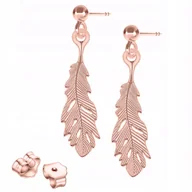 Kolczyki - Kolczyki Pozłacane Ozdobne Pióra Piórka Wkrętki z Piórkami SREBRO 925 - miniaturka - grafika 1