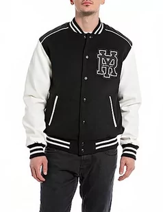 Replay męska kurtka baseballowa, 010 Black/Ivory, L - Kurtki męskie - miniaturka - grafika 1