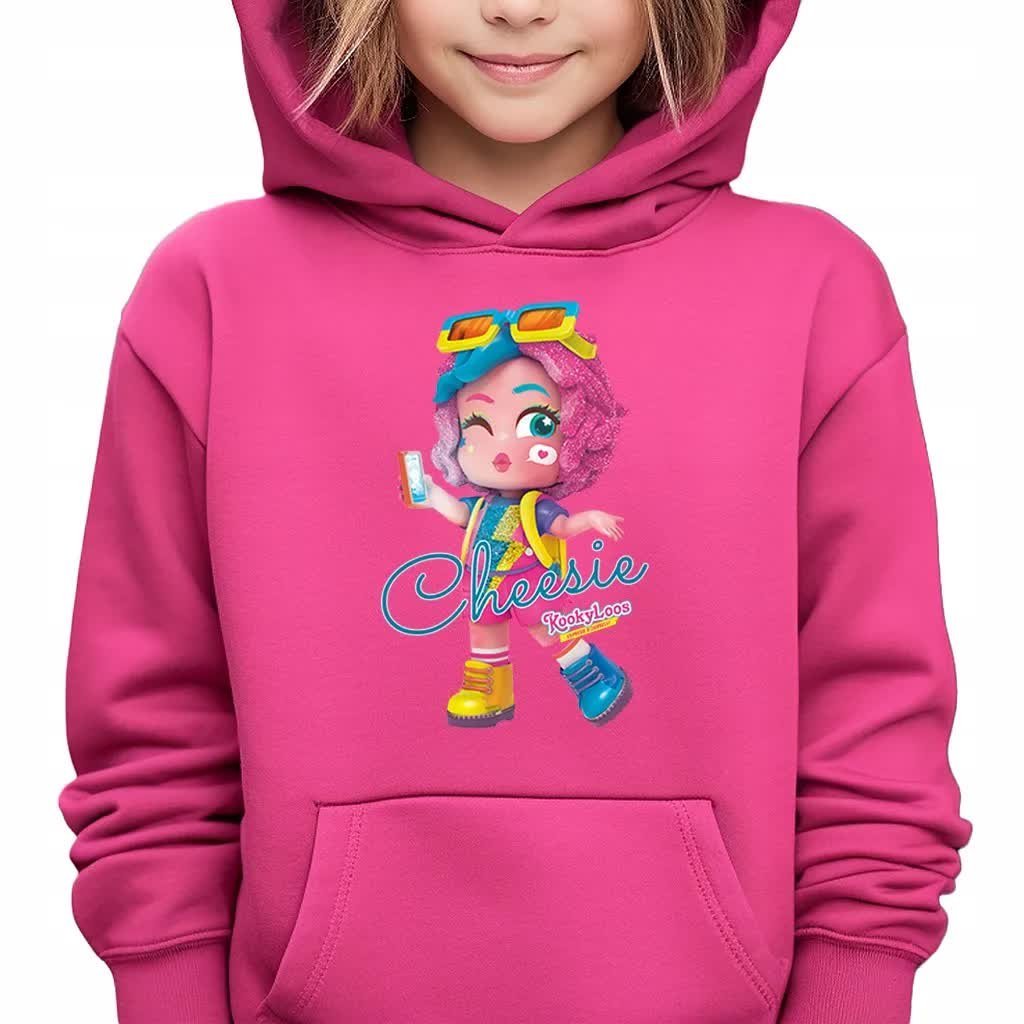 Bluza Dziecięca Malinowa Z Kapturem Dla Fanki Kookyloos Cheesie Wzory - 128