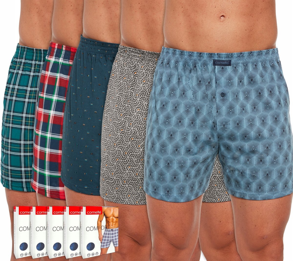 CORNETTE COMFORT luźne bokserki męskie WZORY XL