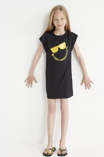 Karl Lagerfeld Lagerfeld Lagerfeld sukienka dziecięca kolor czarny mini prosta - Sukienki - miniaturka - grafika 1