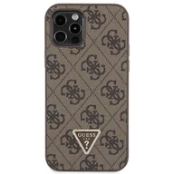 Etui i futerały do telefonów - Etui Guess GUHCP12MP4TDSCPW na iPhone 12 / 12 Pro - brązowe Crossbody 4G Metal Logo - miniaturka - grafika 1