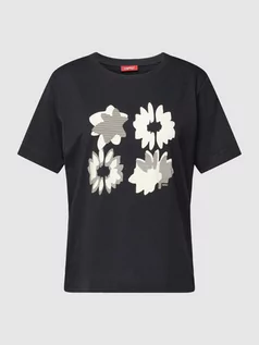 Koszulki i topy damskie - T-shirt z kwiatowym nadrukiem - grafika 1