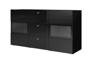 Komody - Komoda dwudrzwiowa z trzema szufladami Baros 26 - czarny połysk - miniaturka - grafika 1