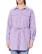 Koszule damskie - NA-KD Damska koszula oversized Belted, fioletowy, 38 - miniaturka - grafika 1