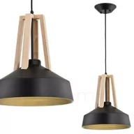 Lampy sufitowe - KET LAMPA wisząca KET180 metalowa OPRAWA skandynawski zwis ekologiczny drewno czarny - miniaturka - grafika 1