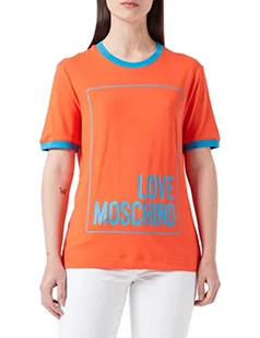 Love Moschino Damska koszulka bawełniana z logo Box Print, Red Blue, 44 - Koszulki i topy damskie - miniaturka - grafika 1