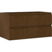 Szafki łazienkowe - Mexen Rivel szafka łazienkowa podumywalkowa 90 cm, 2 szuflady, ryflowana , orzech - 91A20-09047-2-BFF86 - miniaturka - grafika 1