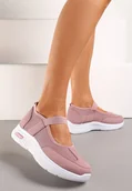 Trampki damskie - Różowe Tenisówki na Płaskiej Podeszwie z Perforacją i Elastyczną Wstawką Xolema - Renee - miniaturka - grafika 1