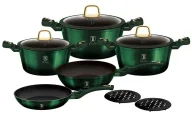 Zestawy garnków i patelni - Zielony 10 elementowy zestaw garnków H5-B43 - miniaturka - grafika 1