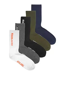 Jack & Jones Accessories Męskie skarpety, 5 par, białe/opakowanie: DGM-Black-Navy Blazer-Forest Night, One Size, White/Pack: DGM - Black - Navy Blazer - Forest Night, rozmiar uniwersalny - Skarpetki męskie - miniaturka - grafika 1