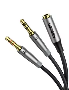 UGREEN Kabel AV192 Rozdzielacz audio AUX słuchawki + mikrofon do kabel mini jack 3.5mm szary 50255 - Kable - miniaturka - grafika 1