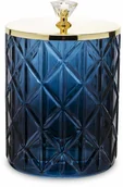 Świeczniki - Pojemnik na waciki niebieski szklany złoty 15cm 131198 - miniaturka - grafika 1