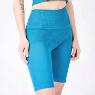 Legginsy - Legginsy krótkie spodenki damskie bawełniane prążkowane turkusowe CUNA XS - miniaturka - grafika 1