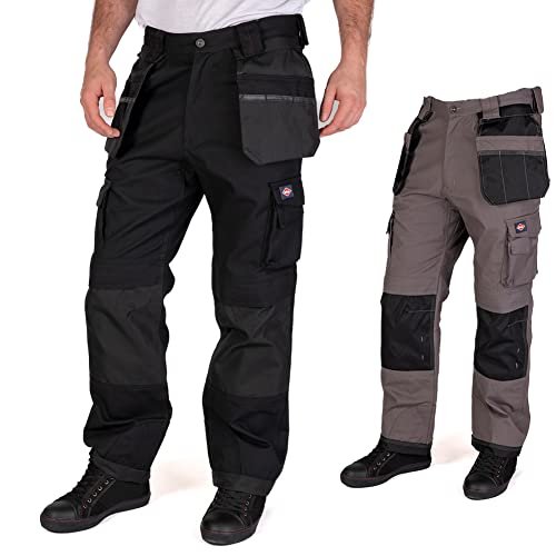 Lee Cooper LCPNT210 męskie premium wiele i kabura kieszonkowa ochraniacz kolan spodnie robocze spodnie cargo spodnie czarne/czarne, rozmiar 36 długie