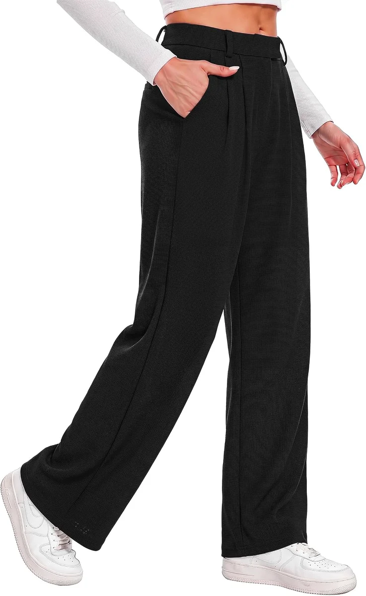SPODNIE DAMSKIE SZEROKIE LUŹNE WYSOKI STAN PLISOWANE PALAZZO ELEGANCKIE