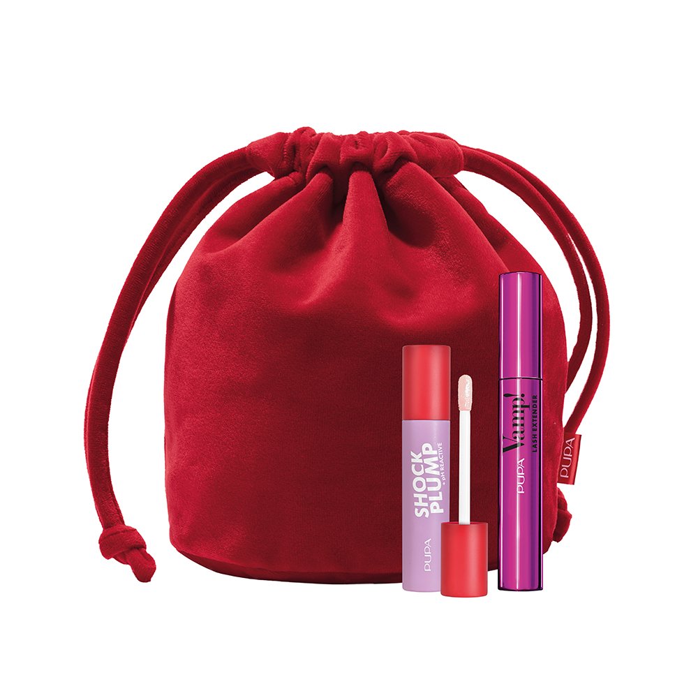 Pupa Vamp! Zestaw: Lash Extender Tusz do rzęs + Shock Plump Błyszczyk do ust 001