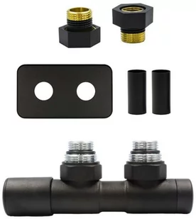 Zawór regulacyjny 50mm TWINS czarny strukturalny lewy GZ1/2 All in One rozeta zespolona prostokątna - Zawory i kraniki - miniaturka - grafika 1