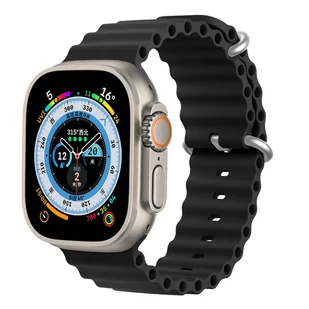 Pasek Apple Watch 41mm / 40mm / 38mm Silikonowy falisty wzór Dux Ducis Czarny - Akcesoria do smartwatchy - miniaturka - grafika 1