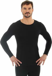 Brubeck LS11600 Koszulka męska długi rękaw Comfort Wool czarny - Spodenki rowerowe - miniaturka - grafika 1
