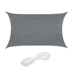 Relaxdays Żagiel przeciwsłoneczny, prostokątny, 3 x 4 m, tkanina HDPE, stabilizowana UV, wklęsła, płótno żaglowe z linami napinającymi, ciemnoszary - Parasole ogrodowe - miniaturka - grafika 1