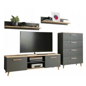 Komplety wypoczynkowe - Zestaw rtv do pokoju antracyt + dąb artisan M3-E83 - miniaturka - grafika 1