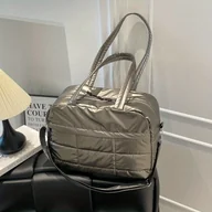 Torebki damskie - TEMU Damska Torba Crossbody o Dużej Pojemności - Eleganckie Złote Zamknięcie na Zamek Błyskawiczny, Strukturyzowana Tote z Złotymi Elementami - miniaturka - grafika 1