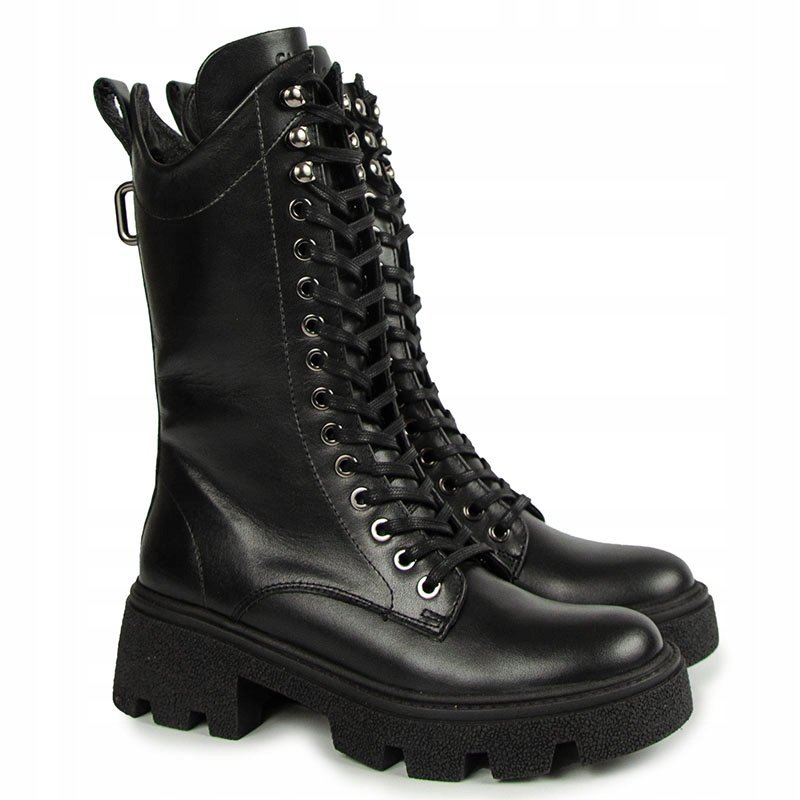 Czarne botki trzewiki workery Carinii B9171_-E50 skóra modne r.36