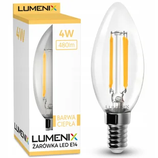 Żarówka E14 Led Filament Edison Ozdobna Świeczka 480lm 4W Ciepła - Żarówki LED - miniaturka - grafika 1