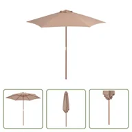 Parasole ogrodowe - The Living Store Parasol ogrodowy na drewnianym słupku - 270 cm - taupe - Parasol - miniaturka - grafika 1