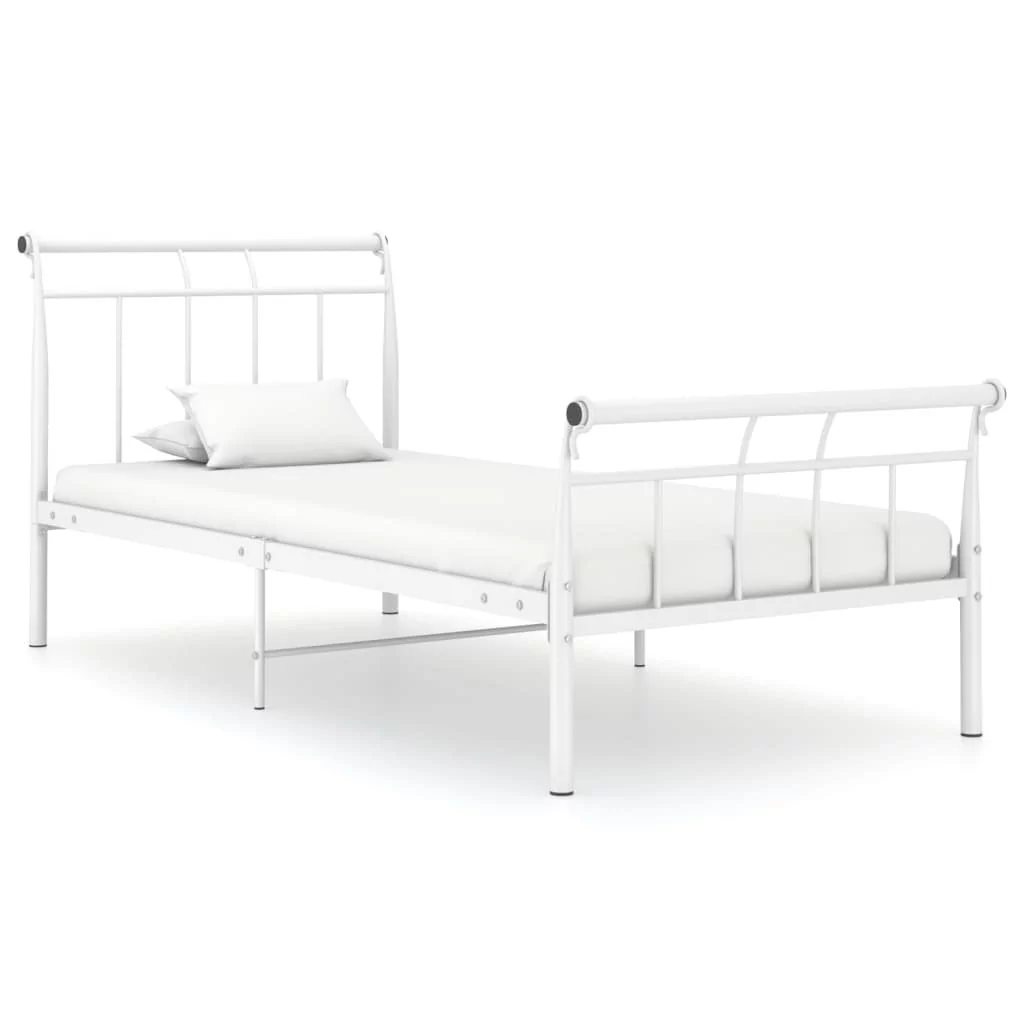 vidaXL Lumarko Rama łóżka, biała, metalowa, 90 x 200 cm 325031