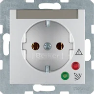 Gniazdka elektryczne - B.7 Berker Gniazdo SCHUKO z ochroną przepięciową i polem opisowym, alu - miniaturka - grafika 1