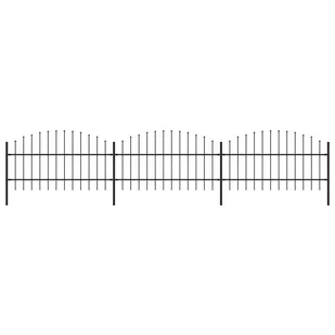 vidaxl Panele ogrodzeniowe z grotami, stal, (0,75-1) x 5,1 m, czarne - Ogrodzenia - miniaturka - grafika 1