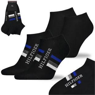 TOMMY HILFIGER Skarpety Męskie Stopki Bawełna Logo CZARNY 2 Pak Roz. 43/46 - Skarpetki męskie - miniaturka - grafika 1