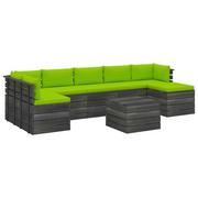 Meble ogrodowe - vidaXL 8-cz zestaw wypoczynkowy z palet z poduszkami lita sosna 3062030 - miniaturka - grafika 1