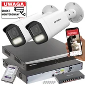 Zestawy do monitoringu - Monitoring 2 kamery 6MPX Hikvision DS-2CD1663G2-LIZU(2.8-12mm) MotoZoom ColorVu, Smart Hybrid Light, Detekcja ruchu MD 2.0 - miniaturka - grafika 1