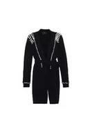 Swetry damskie - faina Damski kardigan średniej długości z dzianiny perłowej czarny rozmiar M/L, czarny, XL - miniaturka - grafika 1