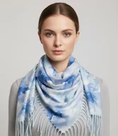 Apaszki i szaliki damskie - Kwiatowa kobieca chusta szal damski z frędzlami - miniaturka - grafika 1