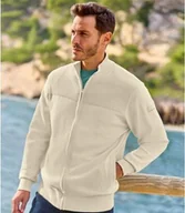 Swetry męskie - Bawełniany kardigan z suwakiem Mężczyzna Atlas For Men - Kolor : Beżowy - Rozmiar : 5XL - miniaturka - grafika 1